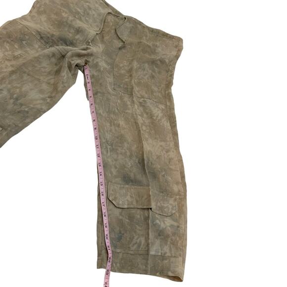 Chico’s Design Size 0 XS Brown Linen Tie Dye Print Drawstring Crop Cargo Pants - Picture 11 of 15